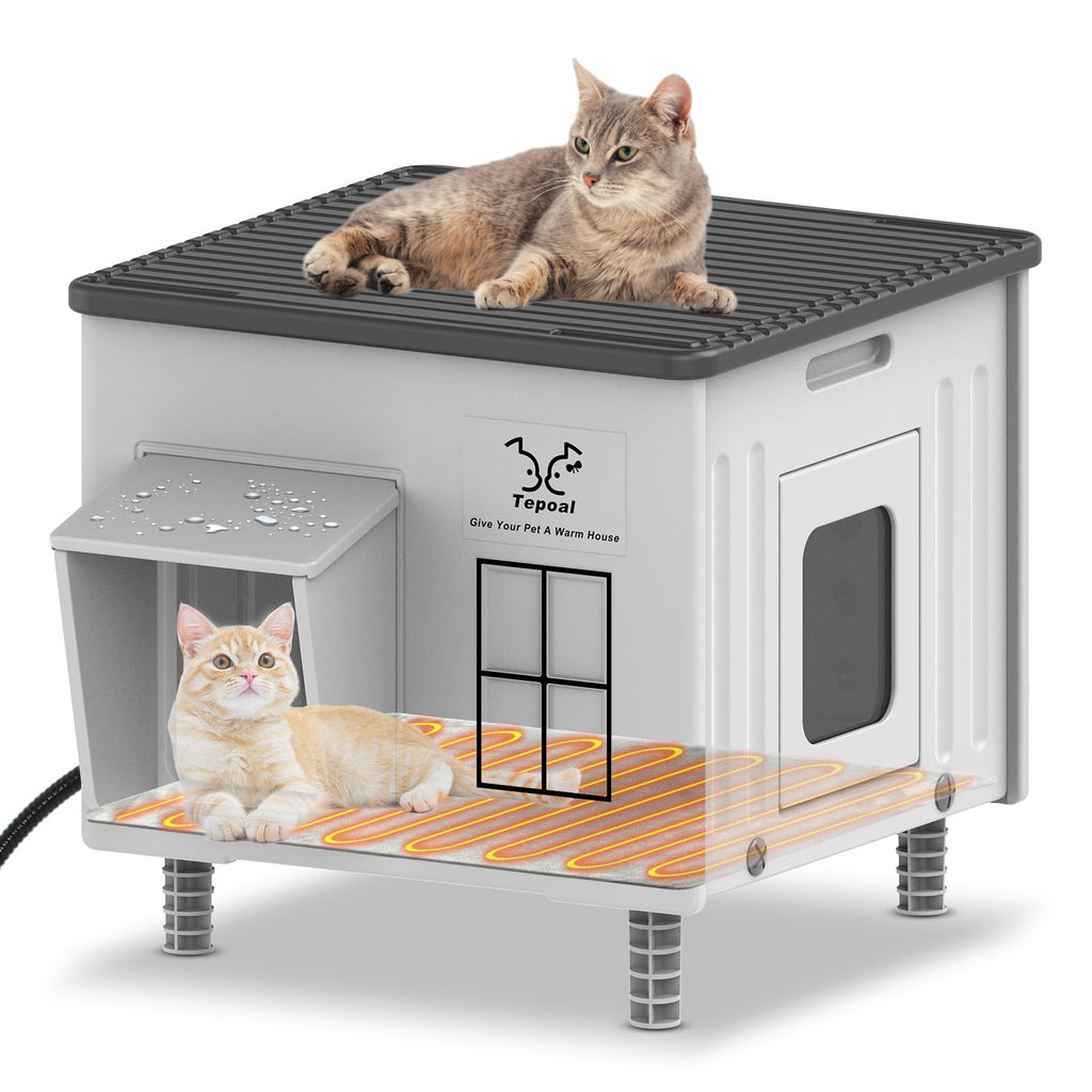 Heated Cat House with Safety Escape Doors and Heating Pads F96613