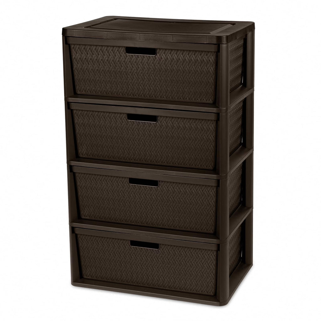 Brown 4-Drawer Plastic Storage Tower F323