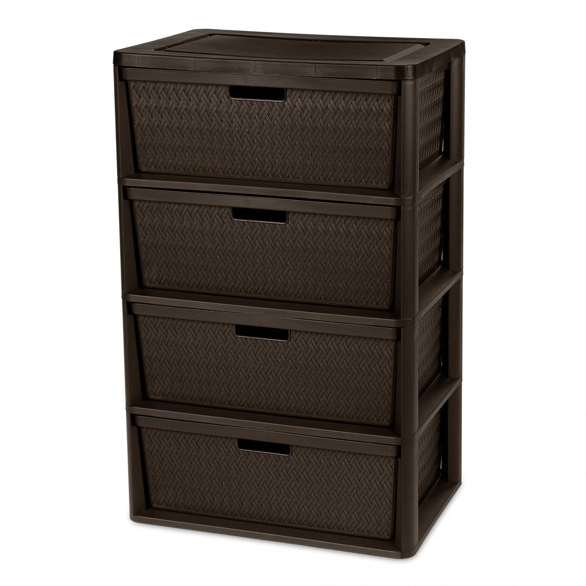 Brown 4-Drawer Plastic Storage Tower F323