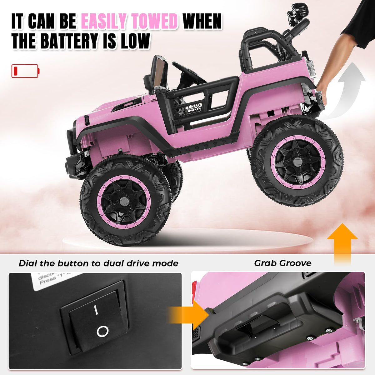 24V Ride On Toy 2 Seater 4WD Pink S32420