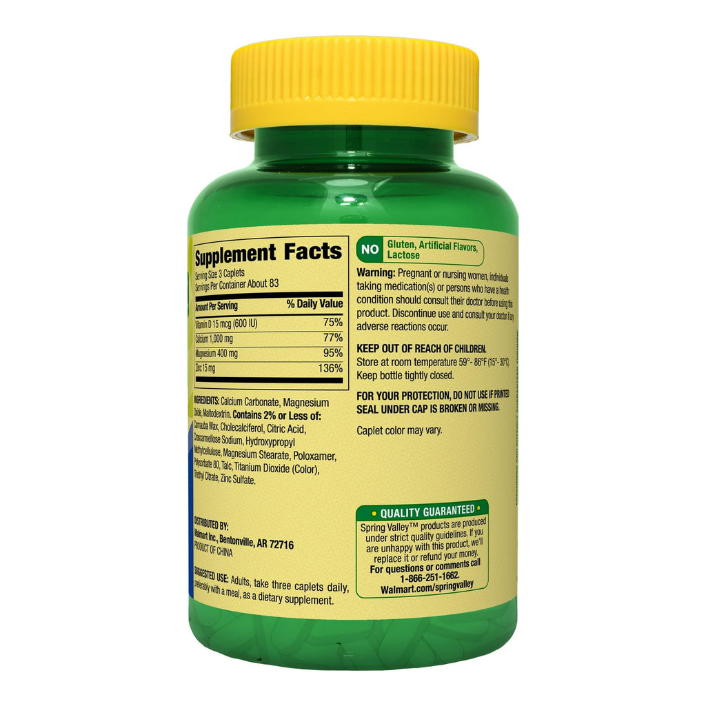 Calcium Magnesium Zinc with D3 Caplets 250ct Q645