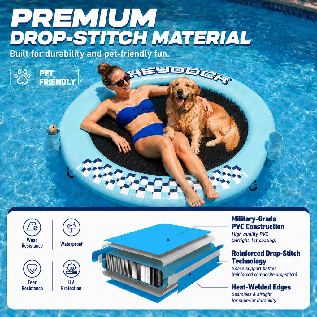 Inflatable Floating Ring Dock with Mesh, 8 FT X1280