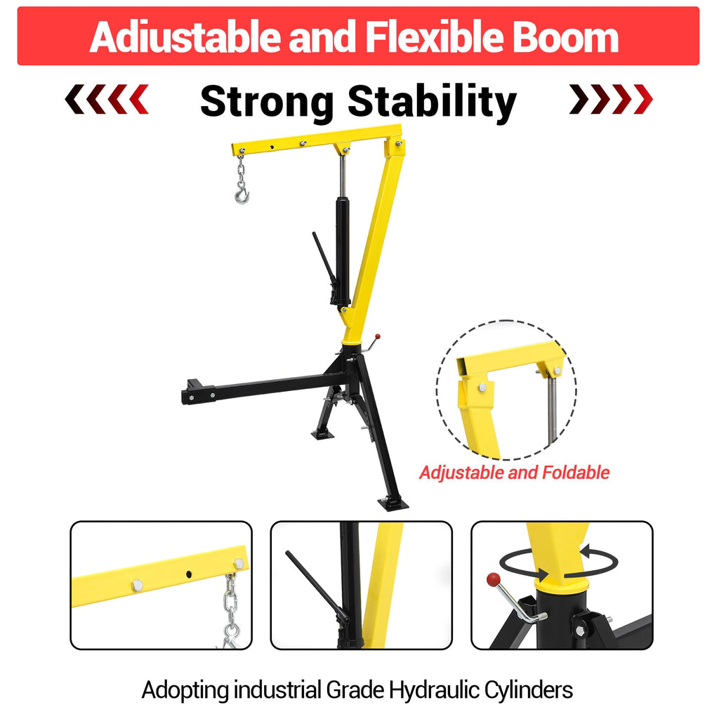 1000 LBS Hydraulic Truck-Mounted Crane with 360° Swivel K89993