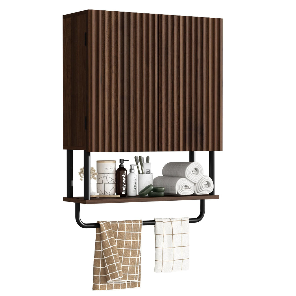 Fluted 2 Doors 3-Tier Bathroom Wall Cabinet O2766