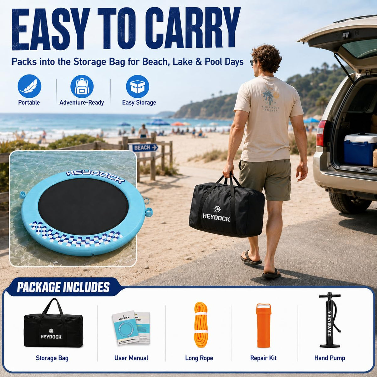 Inflatable Floating Ring Dock with Mesh, 8 FT X1280