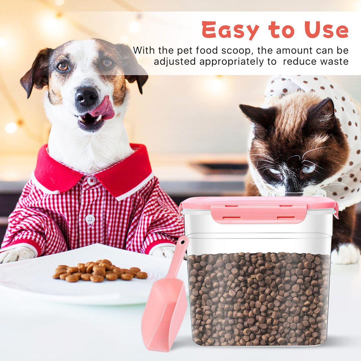 3 Pieces Plastic Pet Food Storage Containers with Spoon S988166