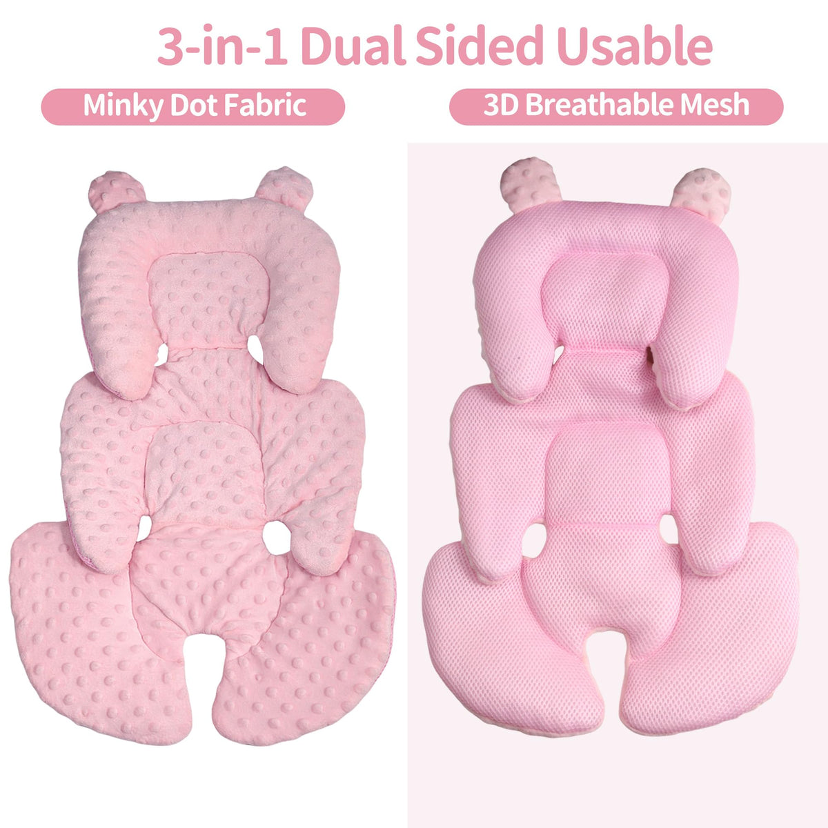 Reversible Carseat Head Body Support Newborn Pink I231547