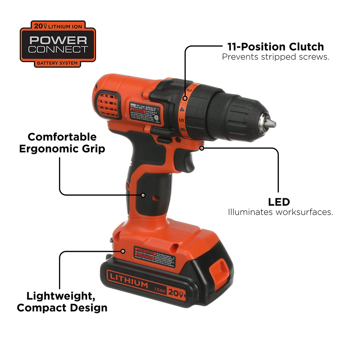 20V MAX 68-Piece Cordless Drill and Home Tool Kit with Storage Bag O70394