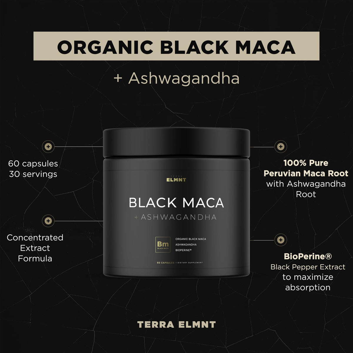 Organic Black Maca Root with Ashwagandha B827