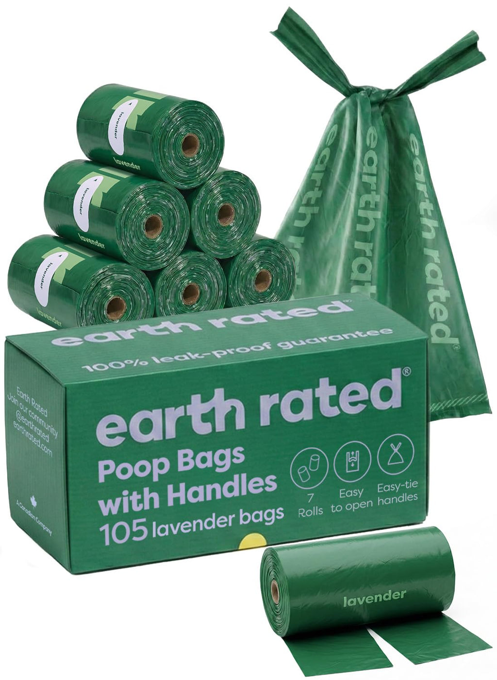 Dog Poop Bags 105 Easy Tie Handle Lavender B1825