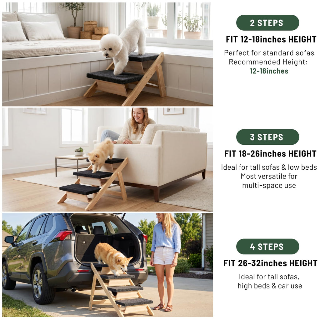Wooden 2-in-1 Foldable Pet Stairs & Ramp G1303