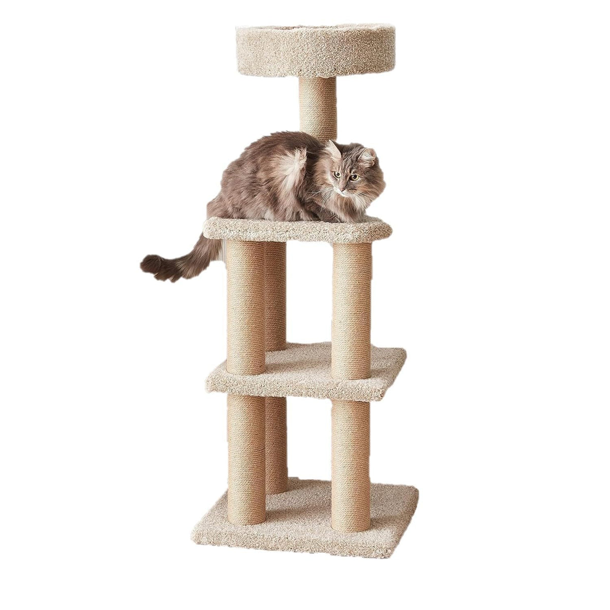 Beige Multi-Level Cat Tree Tower with Scratching Posts N179888