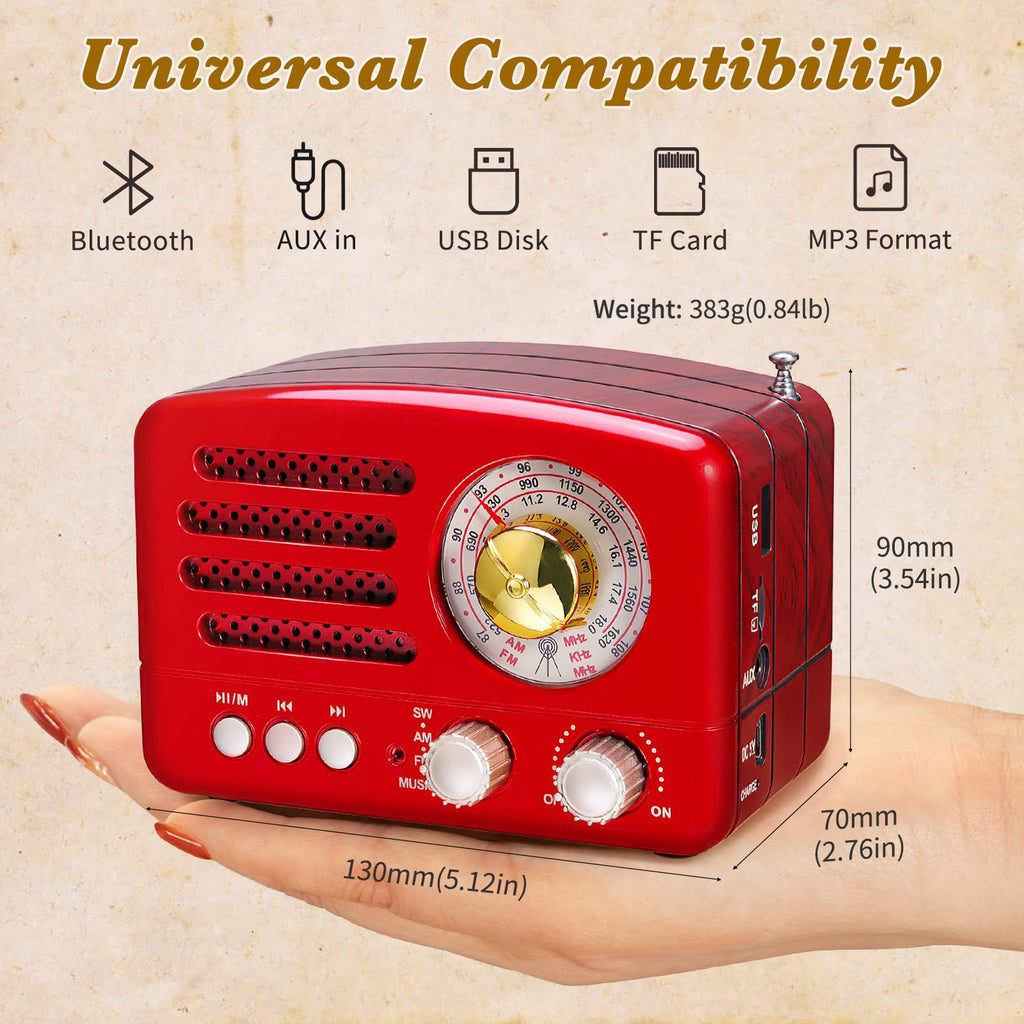 Retro Vintage AM FM Radio with Bluetooth Speaker S550610