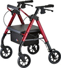Heavy Duty Petite Rollator Walker with Padded Seat, 8" Wheels, Red O217