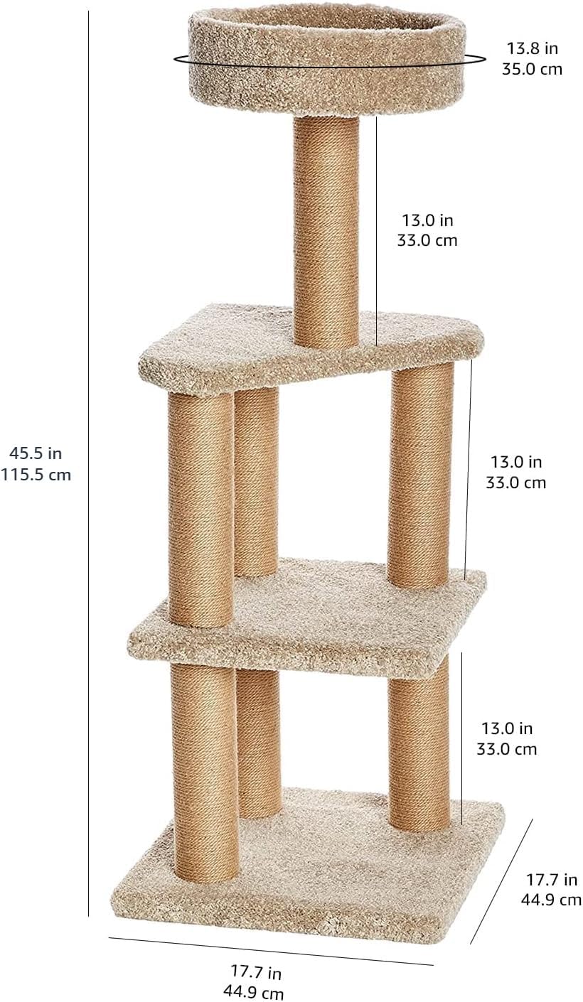 Beige Multi-Level Cat Tree Tower with Scratching Posts N179888