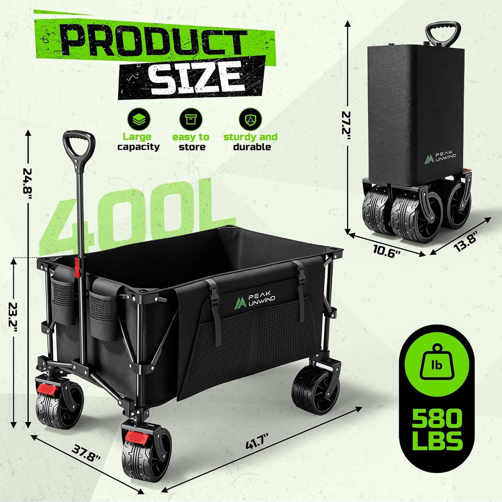 Collapsible Heavy Duty Beach Wagon with Big Wheels E661