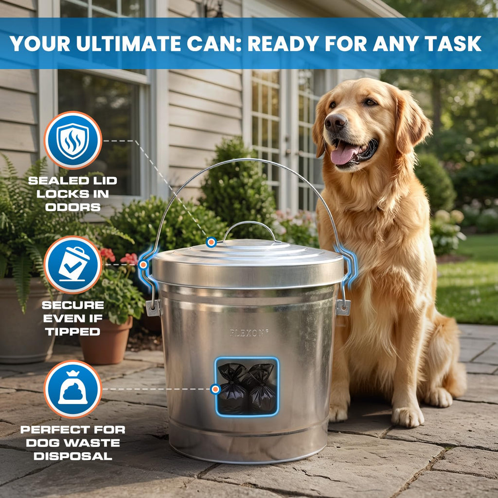 6 Gallon Galvanized Metal Trash Can with Lid O72025