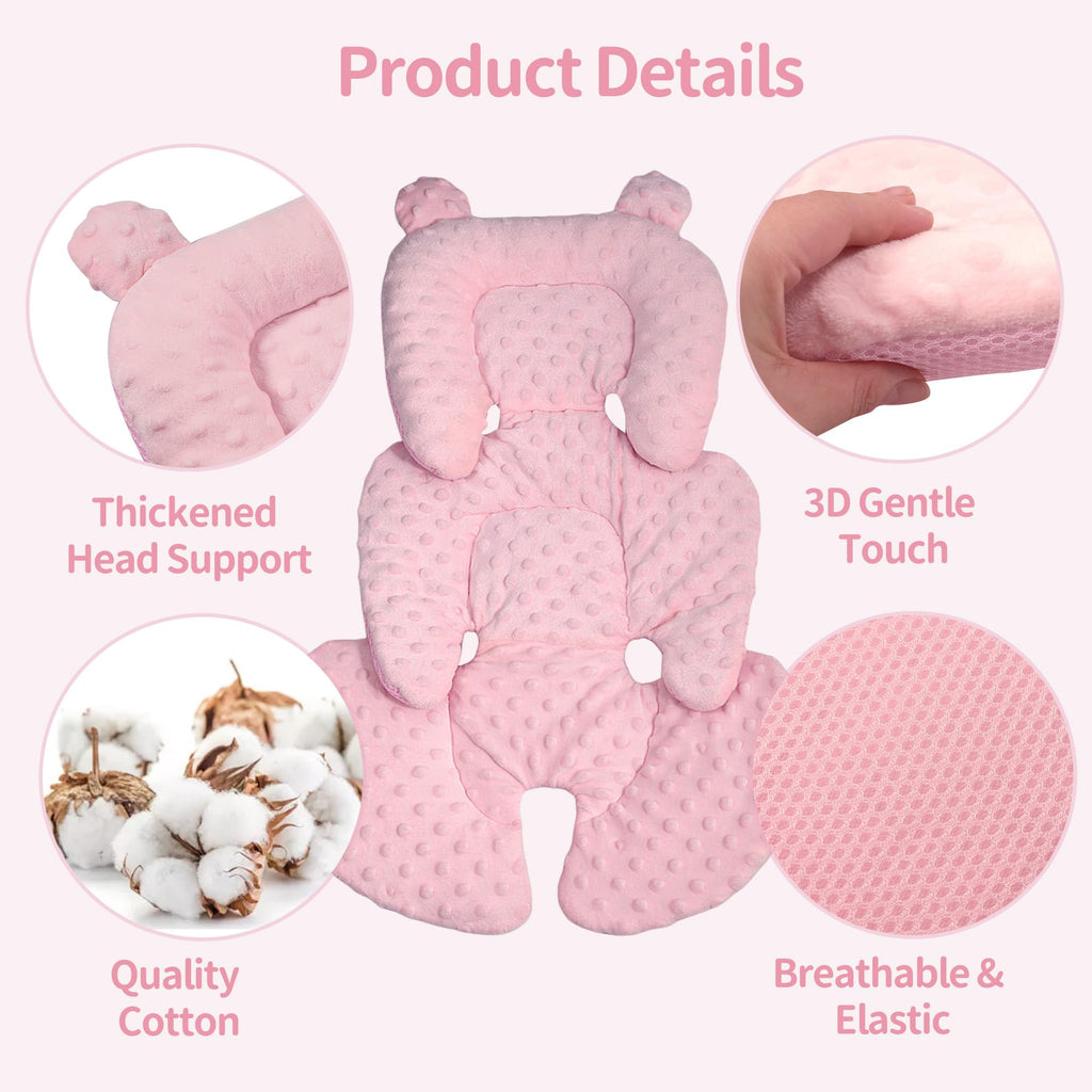 Reversible Carseat Head Body Support Newborn Pink I231547