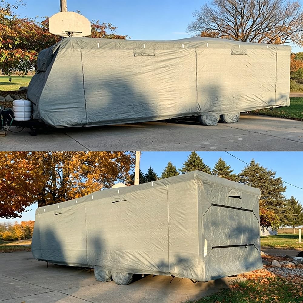 Waterproof 420D Travel Trailer Cover with Adjustable Straps R9988