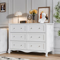 White 6 Drawer Wood Dresser with Curved Legs U22621