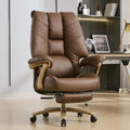 Big and Tall Ergonomic Office Chair with Footrest, 400LBS Capacity Brown PU Leather W3524