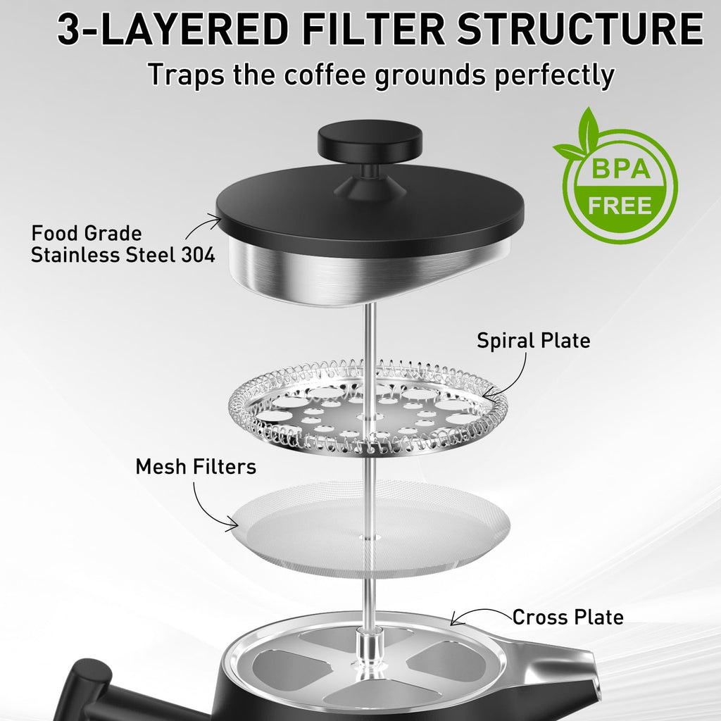 50oz Stainless Steel Insulated French Press Coffee Maker L5532