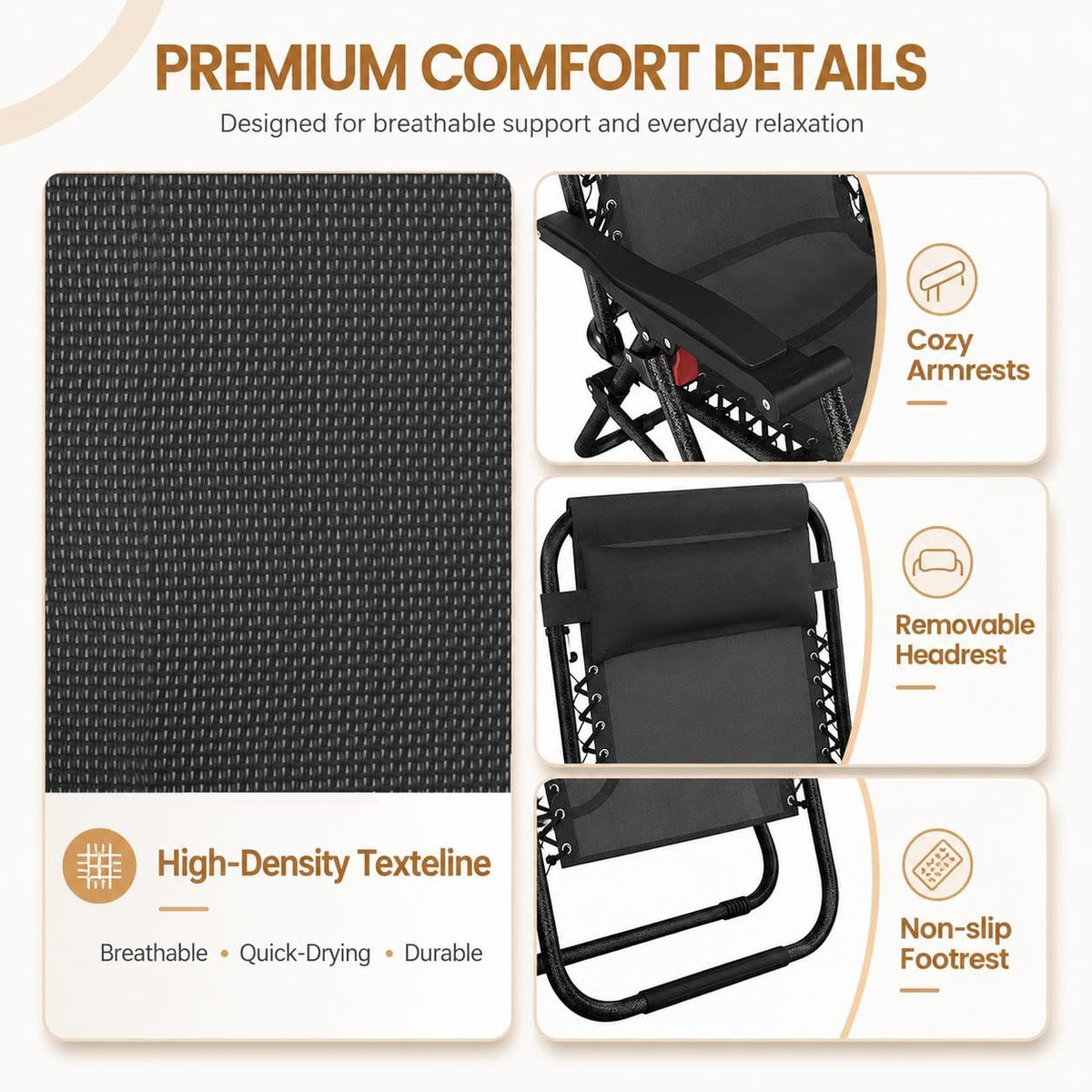26" Zero Gravity Recliners Set of 2 Dark Black O1556