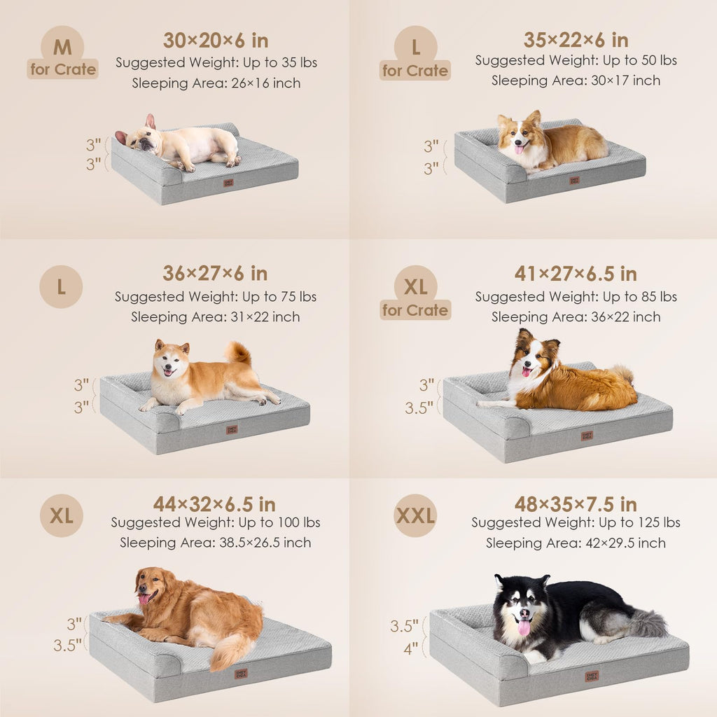 Medium Grey Memory Foam Dog Bed E340