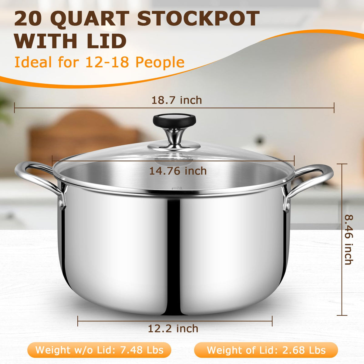 20 Quart Tri-Ply Stainless Steel Stock Pot X9220