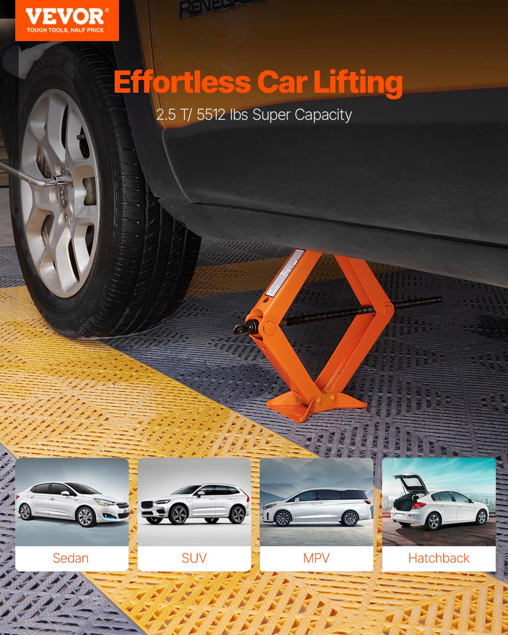 2.5 Ton Scissor Car Jack with Lifting Range E3083