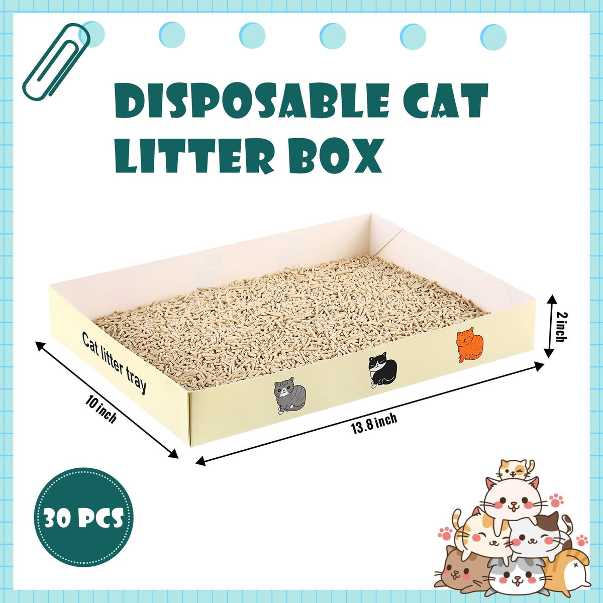 30 Pack Foldable Disposable Cat Litter Box F638899