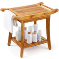Teak Shower Bench with Storage Shelf F413368