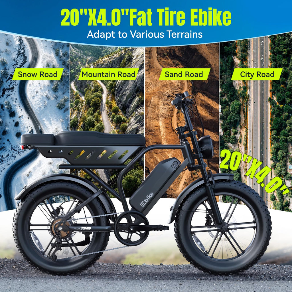 Electric Bike 48V 15Ah Battery 1500W Peak Motor 20 * 4.0 Fat Tire V766