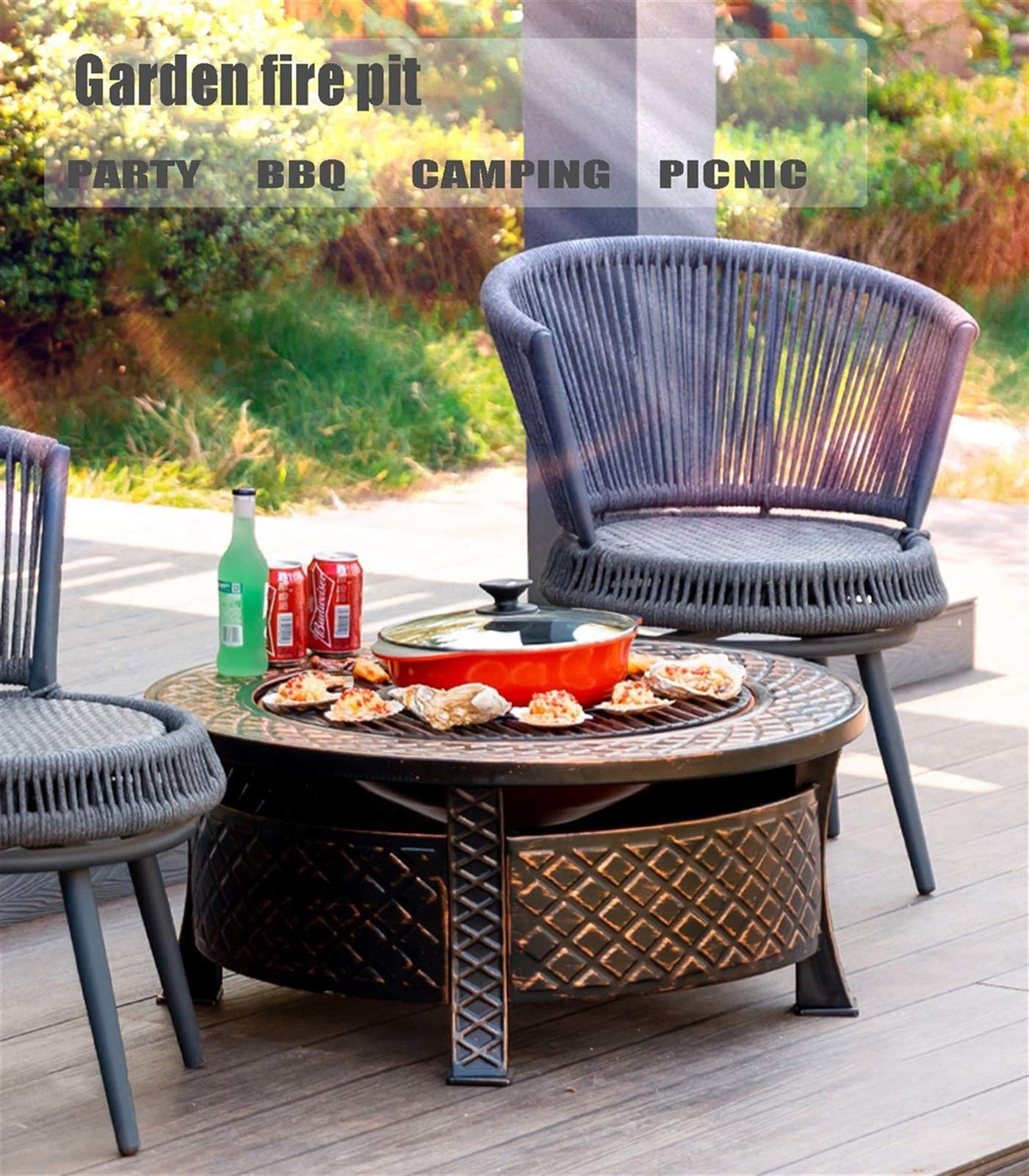 Wood-Burning Fire Pit Bowl with Spark Screen M256328