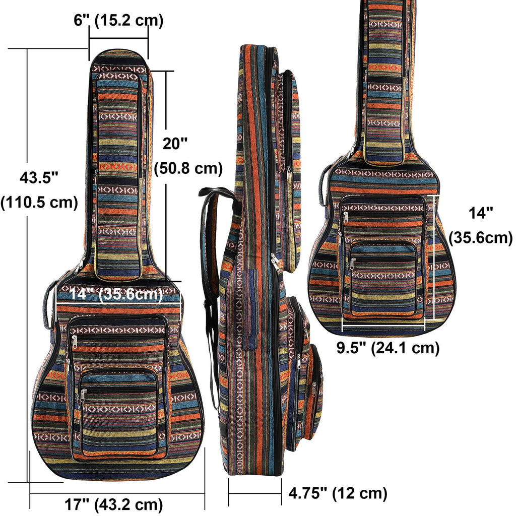 43 Inch Acoustic Guitar Gig Bag with Backpack Strap and 5 Pockets T945406