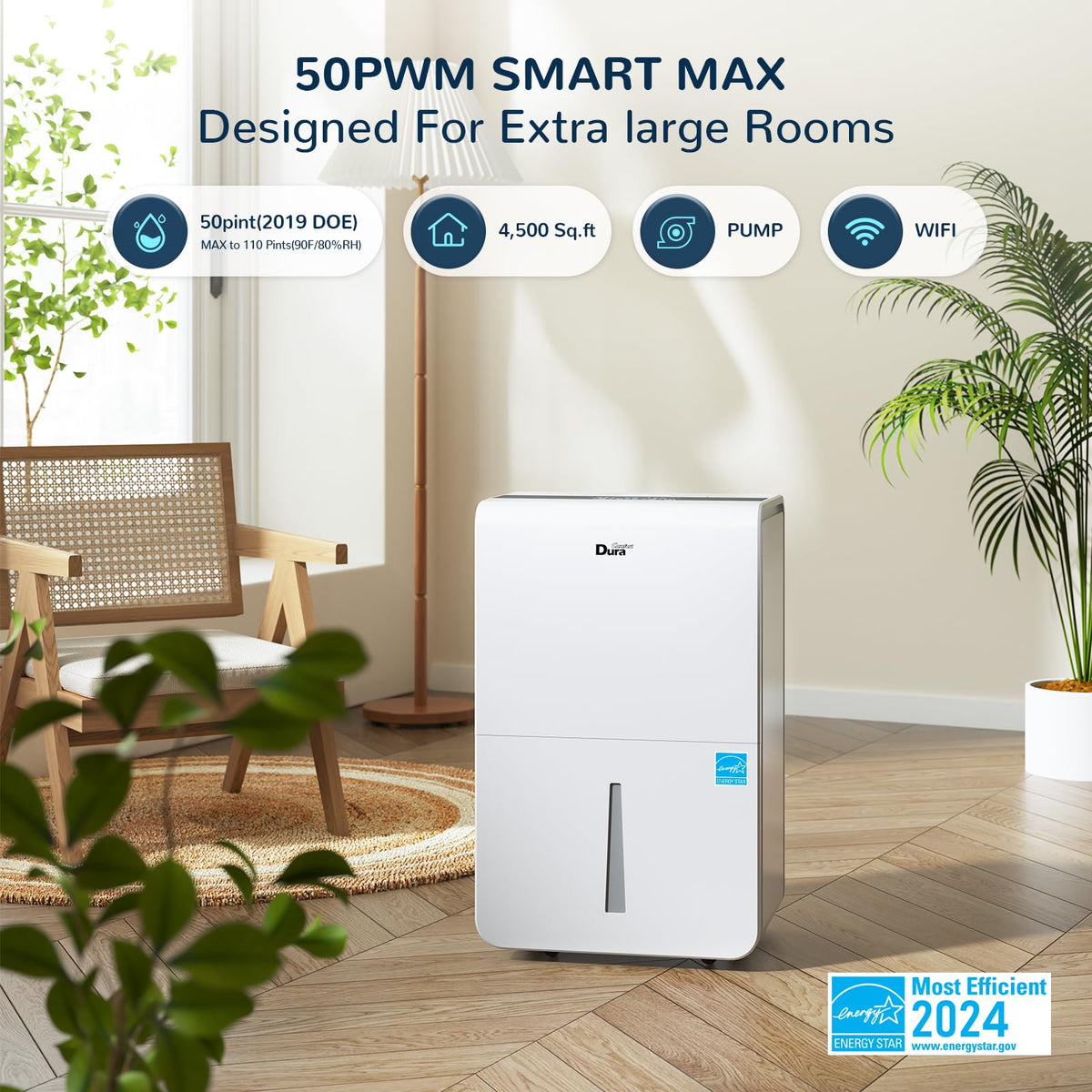 50 Pint Smart Dehumidifier with Pump X838