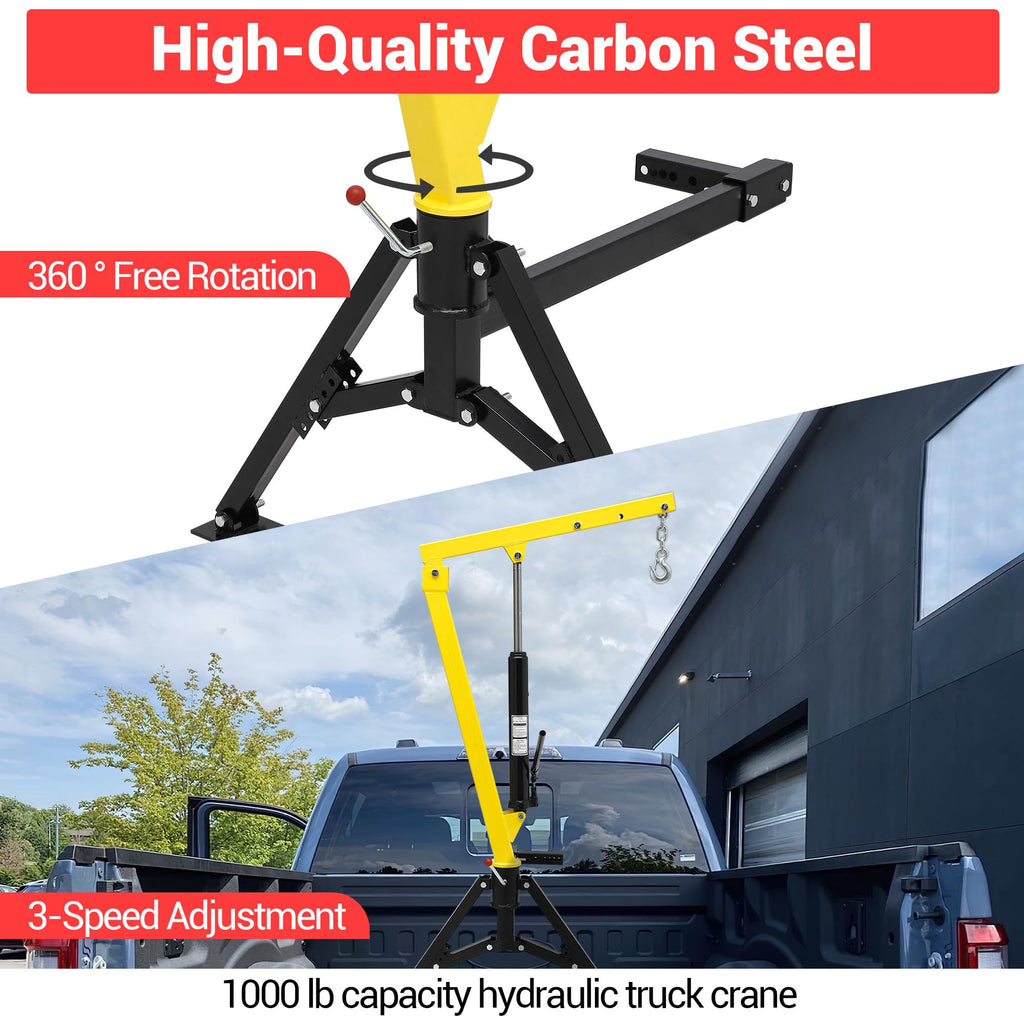 1000 LBS Hydraulic Truck-Mounted Crane with 360° Swivel K89993