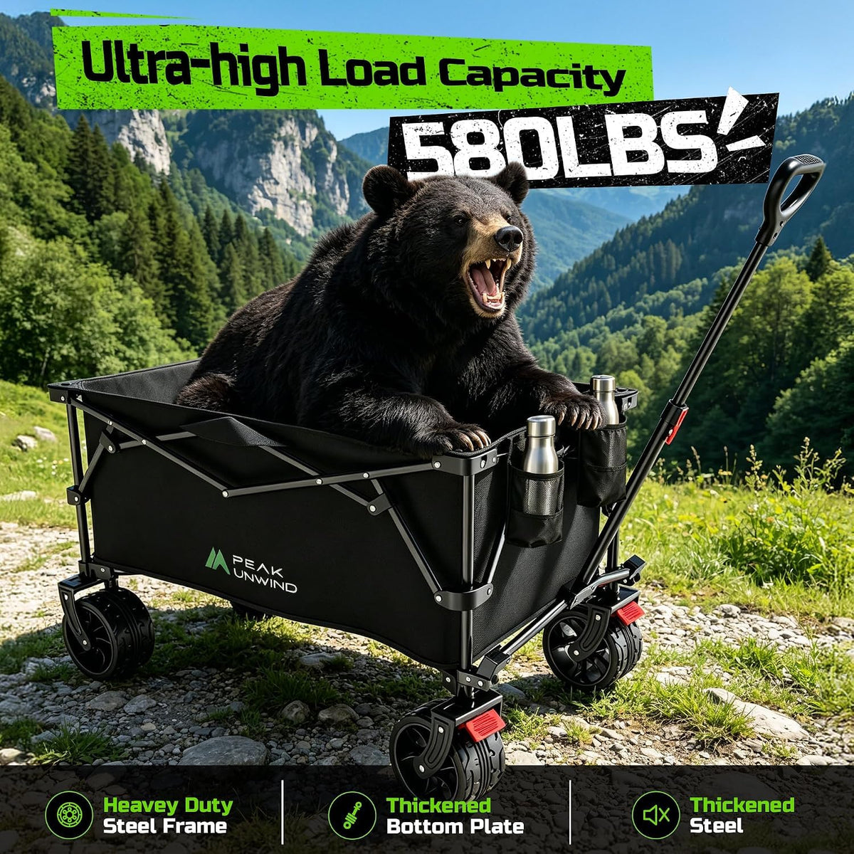 Collapsible Heavy Duty Beach Wagon with Big Wheels E661