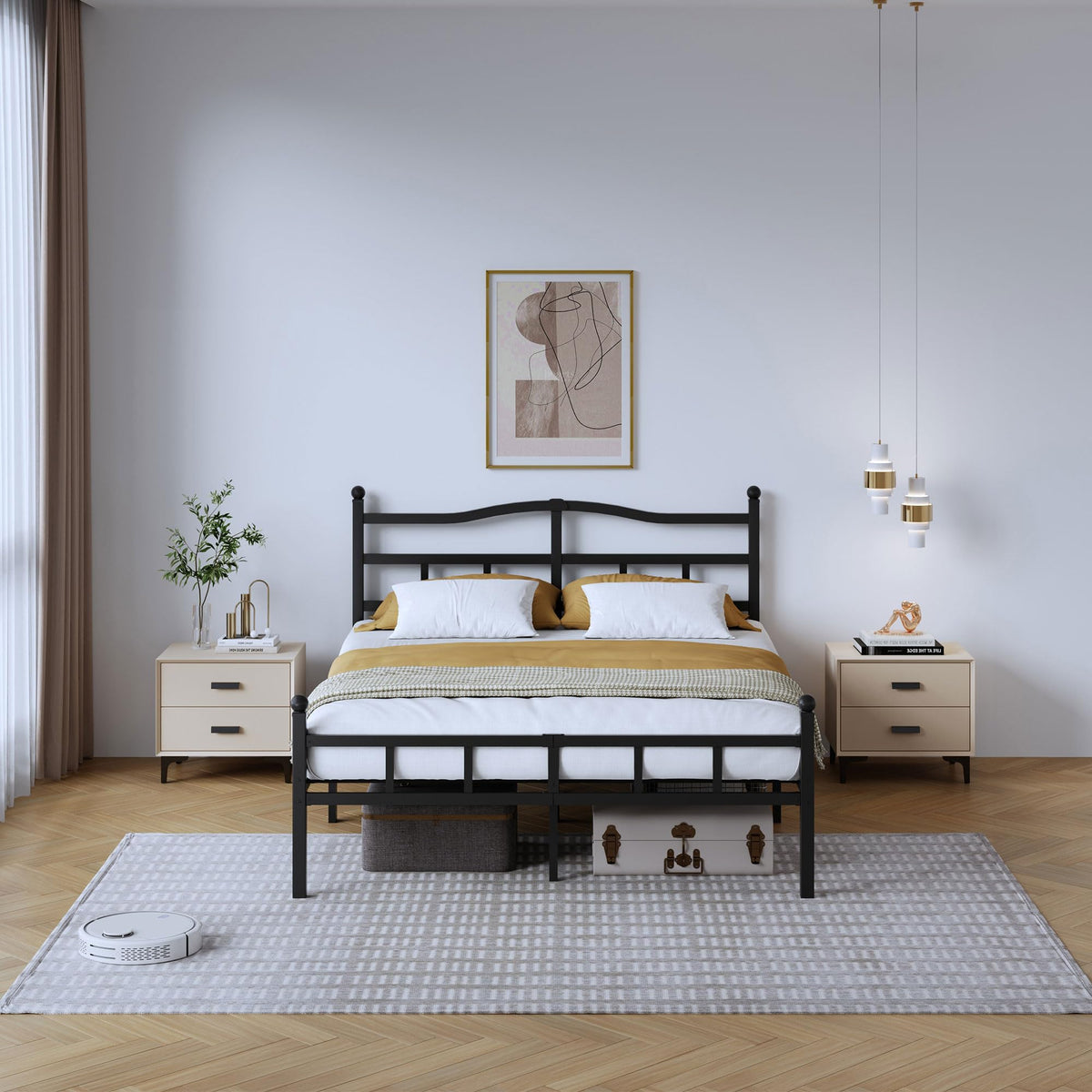 14 Inch Metal Bed Frame Full Size with Headboard Footboard X20035
