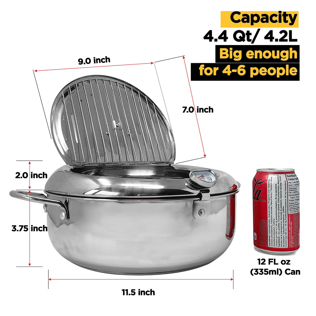 Deep Fryer Pot with Lid, 304 Stainless Steel H811203