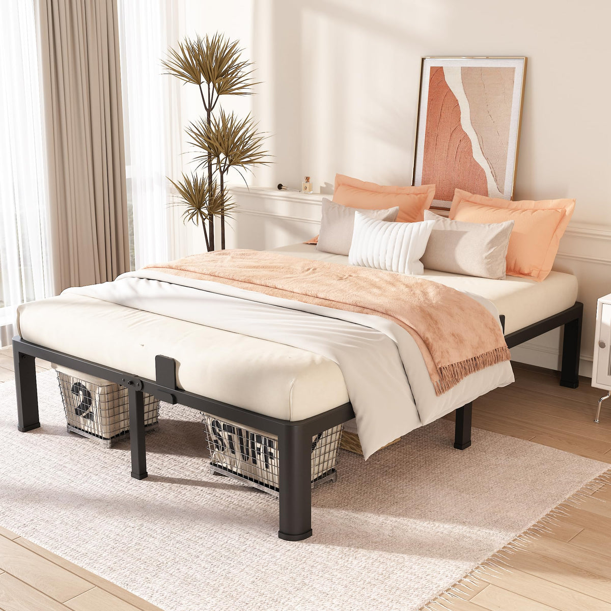 Queen Size 14 Inch Metal Platform Bed Frame F563582