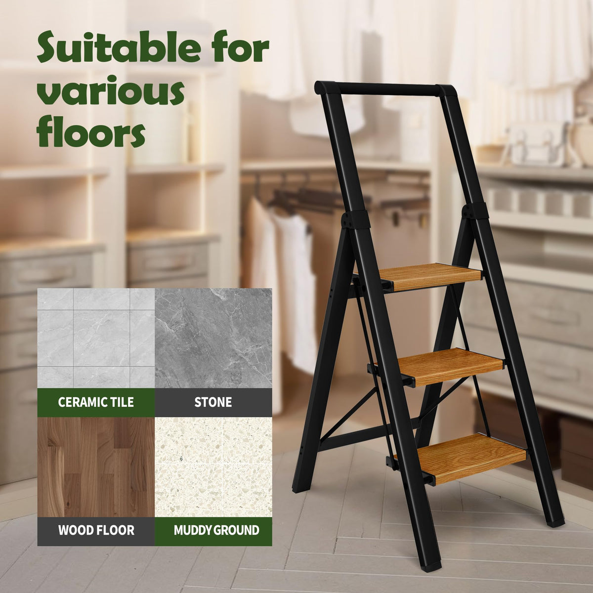 3 Step Aluminum Foldable Step Stool U885