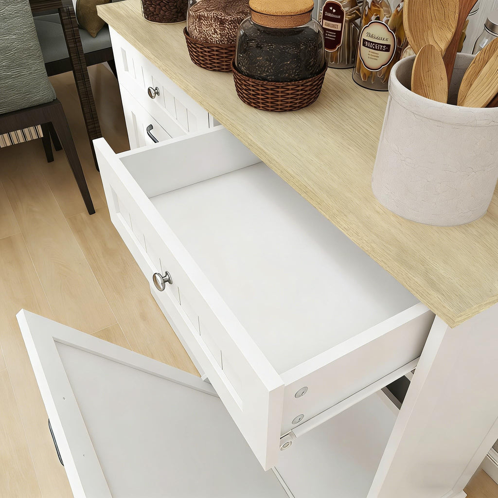 White 2x10 Gallon Solid Wood Trash Cabinet U96719
