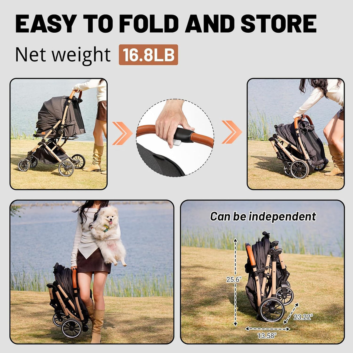 4-Wheel Pet Stroller with Reversible Handle L2696