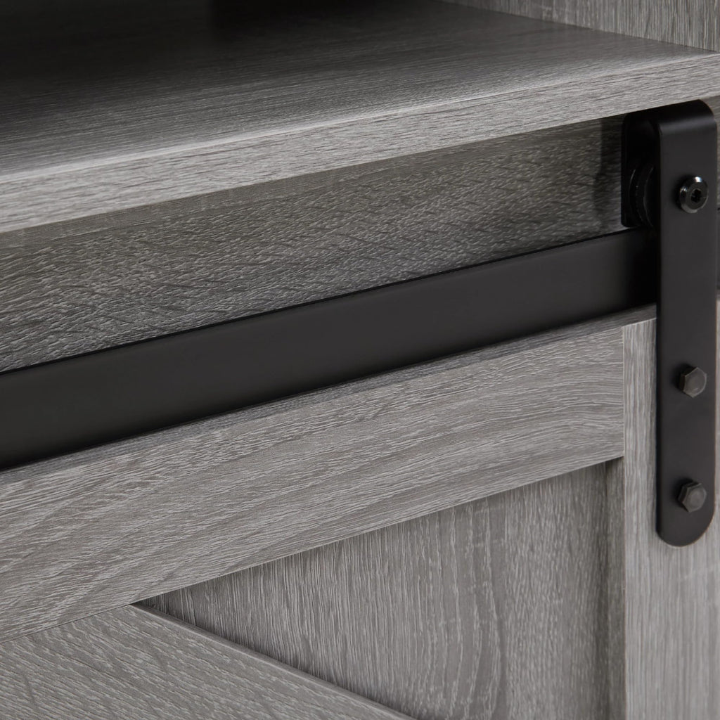 65" Grey Farmhouse TV Stand with Sliding Doors Z5597
