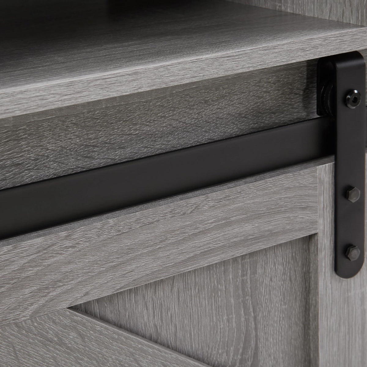 65" Grey Farmhouse TV Stand with Sliding Doors Z5597