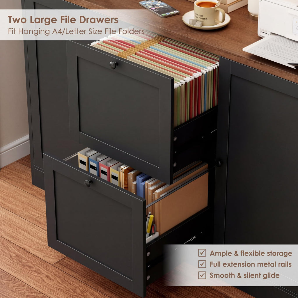 72'' Tall File Bookcase with Power Outlet & 2 Filing Drawers V324