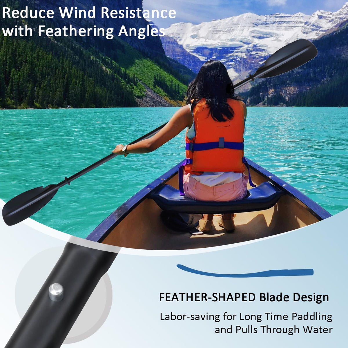 Aluminum 4-Piece Adjustable Double-Sided Kayak Paddle T6676