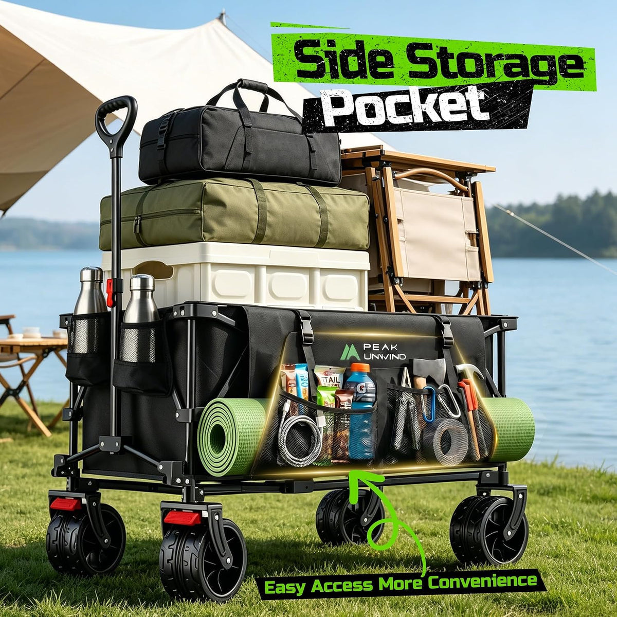 Collapsible Heavy Duty Beach Wagon with Big Wheels E661