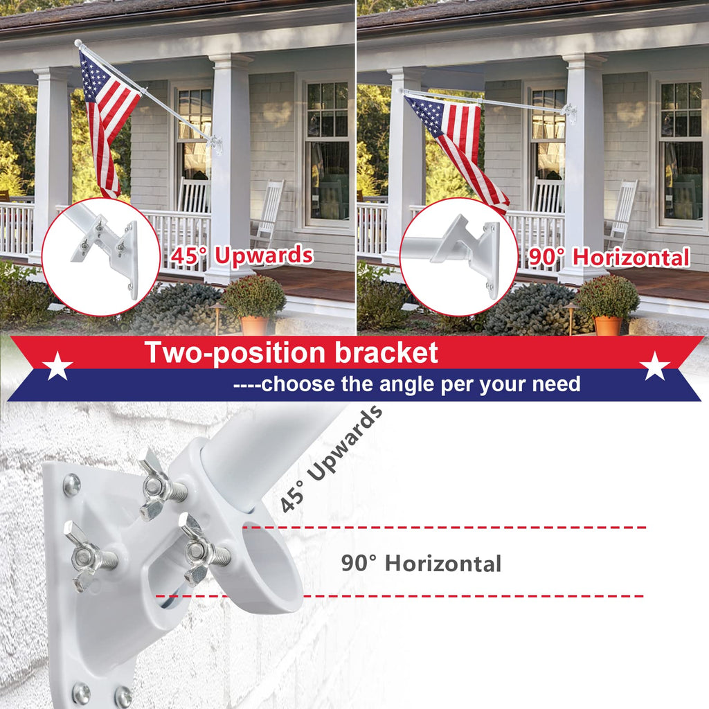 5ft Tangle Free Metal House Flag Pole with 3x5 Embroidered US Flag F366